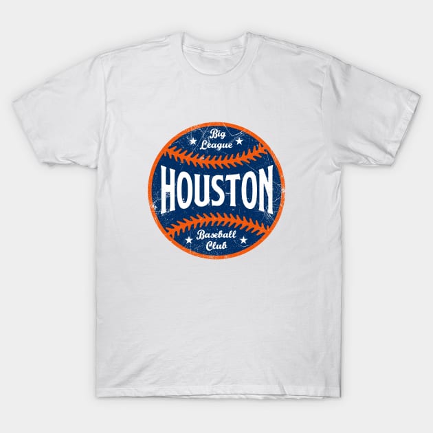 Houston Retro Big League Baseball - White T-Shirt by KFig21